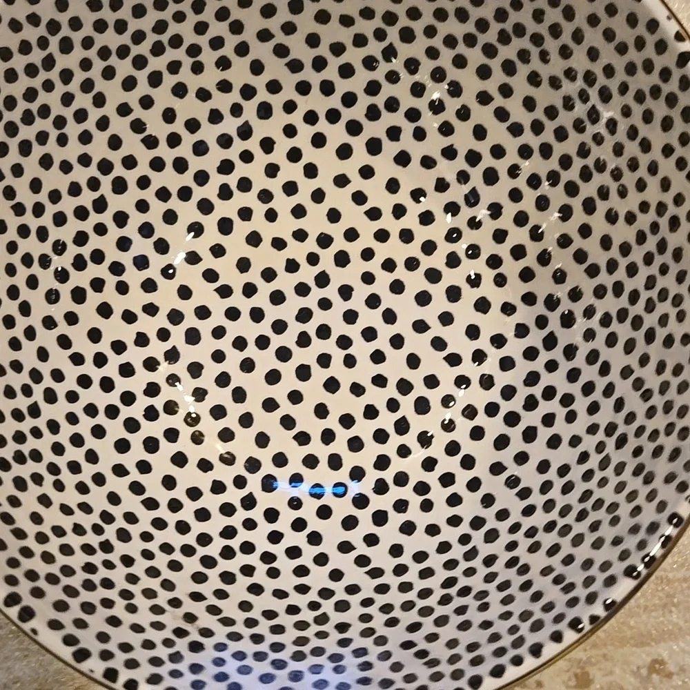 Thyme & Table Black/White Dot Stoneware Gold-Rimmed Bowl - Picture 2 of 6